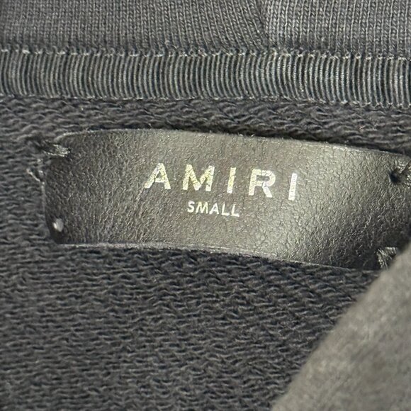 AMIRI Hoodie Crystal Painter  - Black  Hoodie with Blue & White Splatter Design - Picture 4 of 9